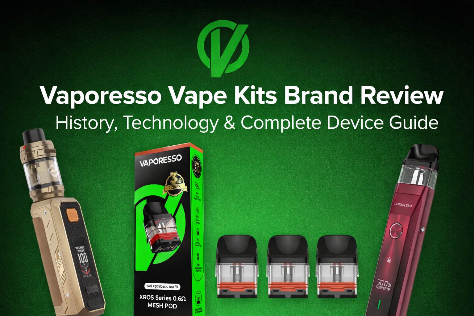 In‑depth Vaporesso vape kits brand review for UK vapers. Explore Vaporesso history, device evolution, key technologies and the best Vaporesso vape kits available in the UK.