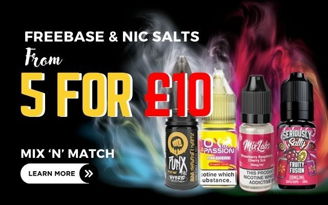 nic salts freebase eliquids from 5 for £10