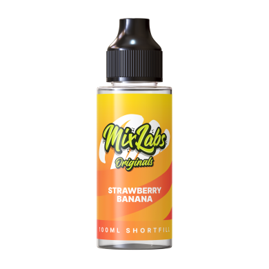 Strawberry Banana Mix Labs Shortfill 100ml blends sweet strawberries with creamy banana in a smooth 50/50 mix. Perfect for pod kits and MTL devices. Nic‑shot ready and great value.